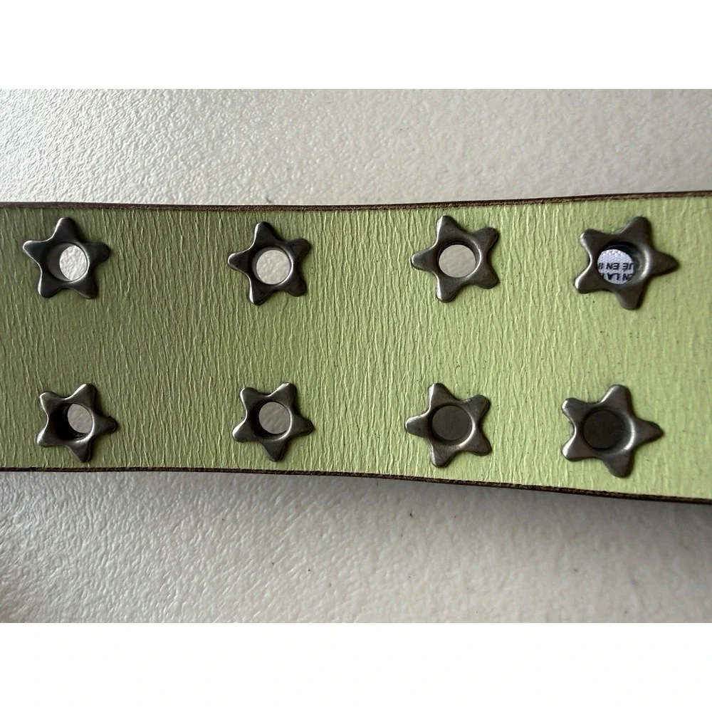 Free People Virgo Leather Belt XL Matcha Green Star Grommet Studded NWT